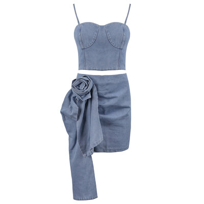 JAIMY Esther flower detail denim set