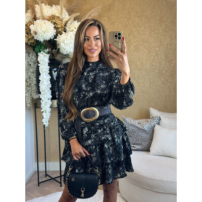 JAIMY Ophelia velvet detail dress black