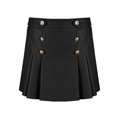 JAIMY Nancy gold button leather skort black