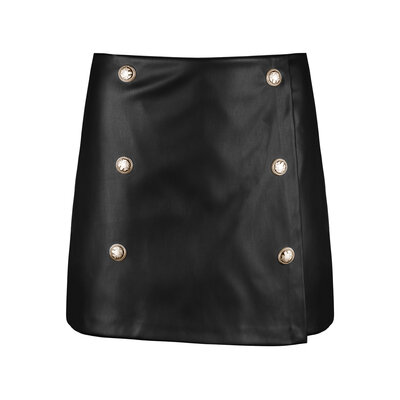 JAIMY Aura gold button leather skort
