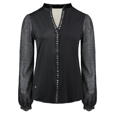 ZIP73 Top never ending glitter sleeve black/champagne