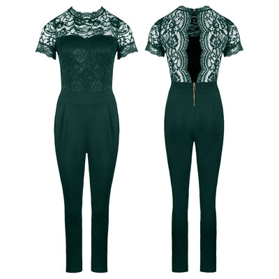 JAIMY Vegas lace jumpsuit emerald