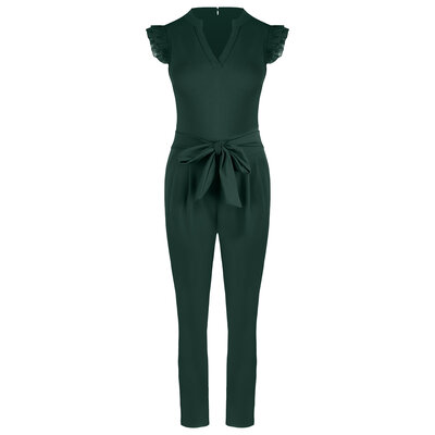 JAIMY Karla ruffle sleeve jumpsuit emerald