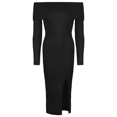 JAIMY Lena off shoulder knitwear dress black