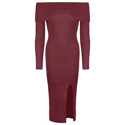 JAIMY Lena off shoulder knitwear dress bordeaux
