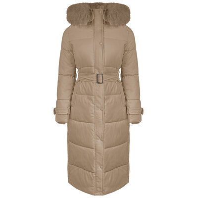 JAIMY Miriam belted puffer jacket camel