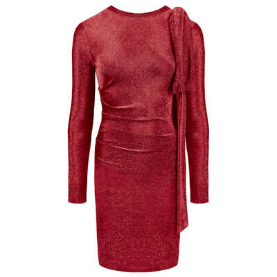 JAIMY Ariel bow detail sparkle dress red
