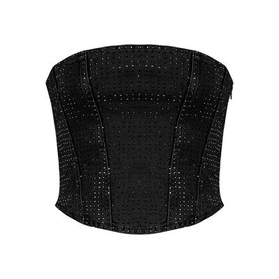 JAIMY Diamond denim corset top black