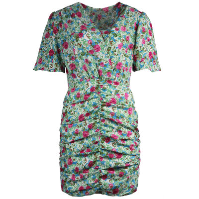 JAIMY Noa ruched flower print dress green