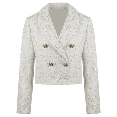 JAIMY Novah sequin tweed blazer creme