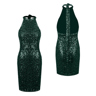 JAIMY Chana open back sequin dress emerald