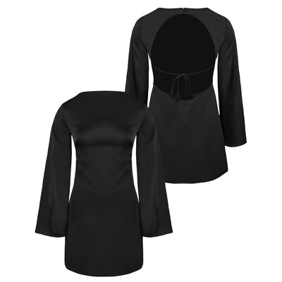 JAIMY Alondra open back satin dress black