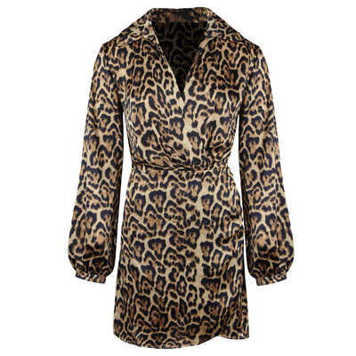 JAIMY Azariah satin leopard dress