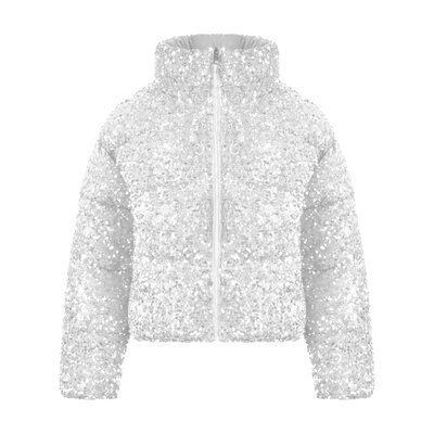 JAIMY Sequin bomber jacket white