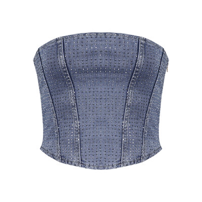 JAIMY Diamond denim corset top blue