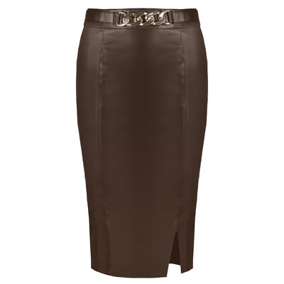 JAIMY Chain detail midi skirt brown
