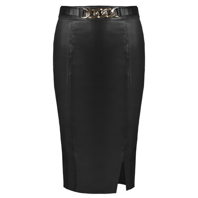 JAIMY Chain detail midi skirt black
