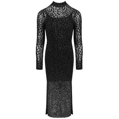 JAIMY Evelynn velvet detail leopard dress