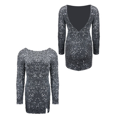 JAIMY Greta low back sequin dress grey