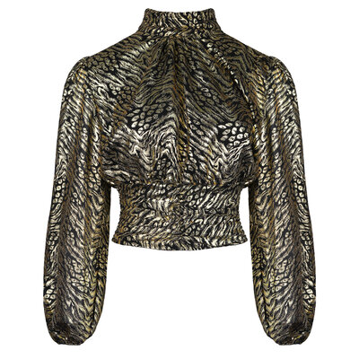 JAIMY Phoebe metallic print cropped blouse