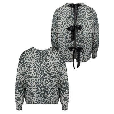 JAIMY Haven sequin bow leopard sweater