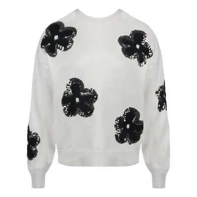 JAIMY Ana flower sweater creme