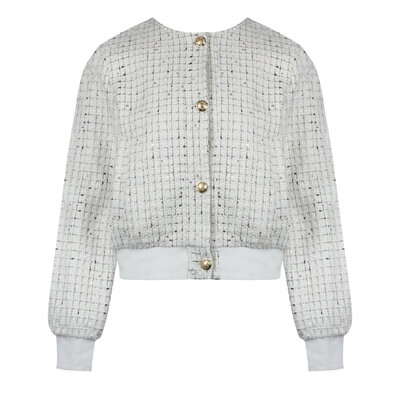 JAIMY Morgan tweed bomber white