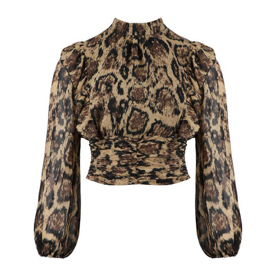 JAIMY Ivanna leopard printed ruffle blouse