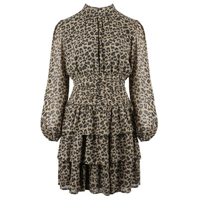 JAIMY Diamond detail leopard dress
