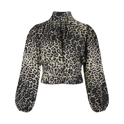 JAIMY Indie leopard print cropped blouse creme