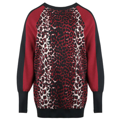 JAIMY Maya leopard sweater dress bordeaux