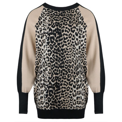 JAIMY Maya leopard sweater dress camel
