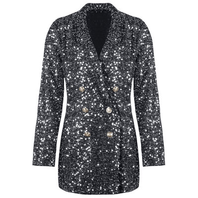 JAIMY Barbara sequin blazer dress silver