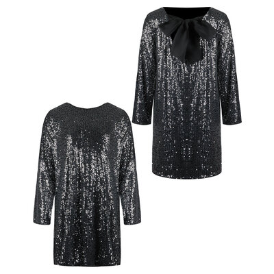 JAIMY Miracle satin bow sequin dress