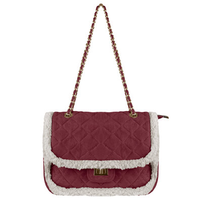 JAIMY Teddy detail shoulder bag bordeaux