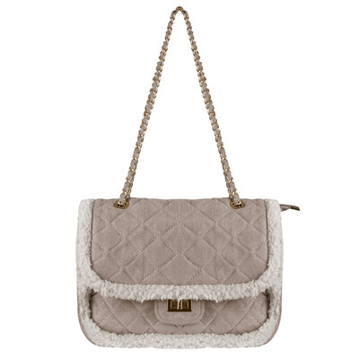 JAIMY Teddy detail shoulder bag taupe