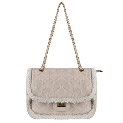 JAIMY Teddy detail shoulder bag creme