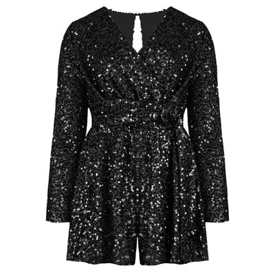 JAIMY Demi sequin playsuit black