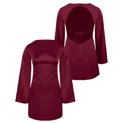 JAIMY Alondra open back satin dress bordeaux