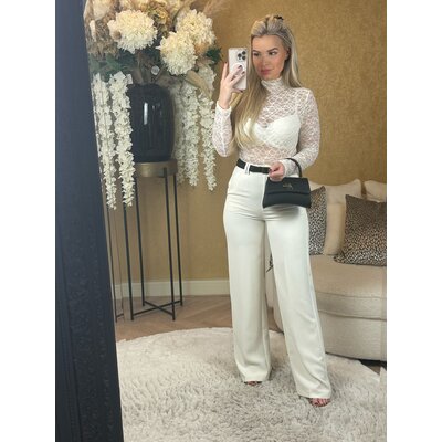 JAIMY Nova pantalon included belt creme