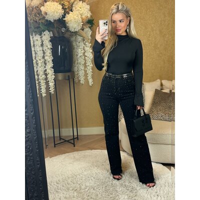 JAIMY Diamond wide leg jeans black