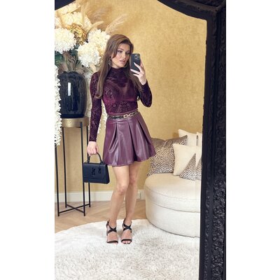 JAIMY Dallas leather skirt bordeaux