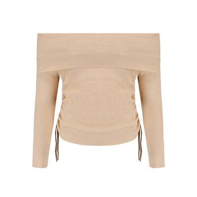 JAIMY Andrea ribbed off shoulder top beige