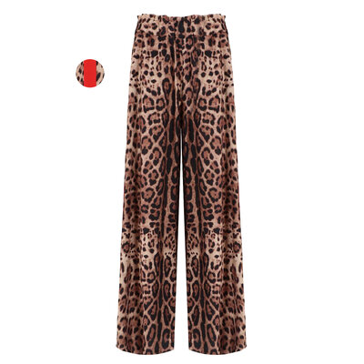 JAIMY Aylin red detail leopard wide leg pants