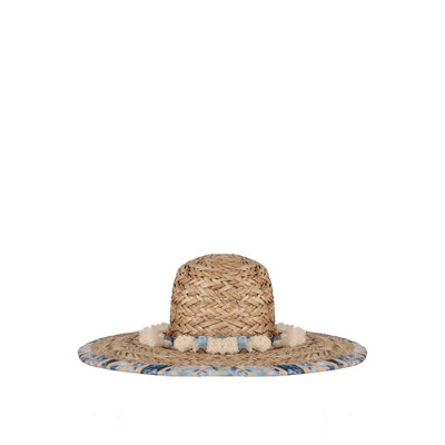 JAIMY Denim straw sun hat light blue