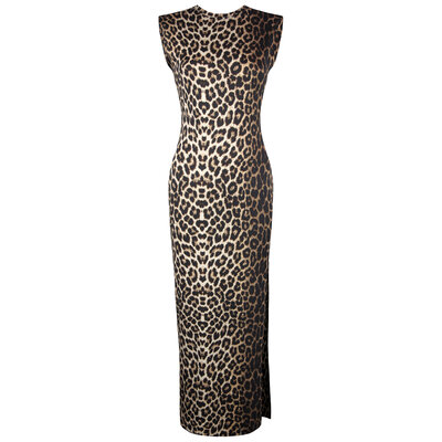 JAIMY Jolene shoulder pads travel dress leopard