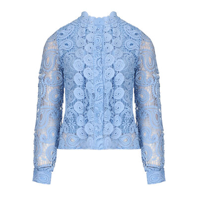 JAIMY Rebecca ruffle detail lace blouse blue
