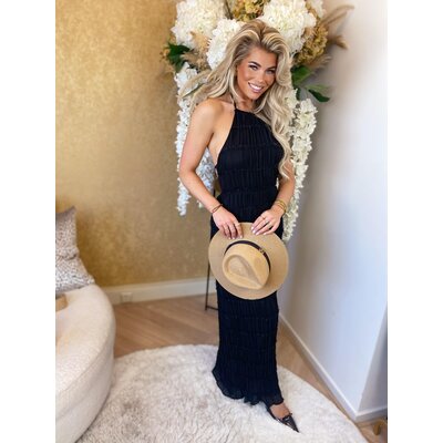 JAIMY Liena backless halter ruffle dress black