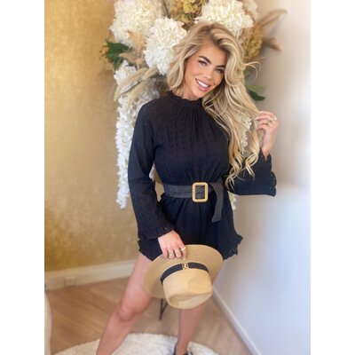 JAIMY Sabiene crochet open back playsuit black