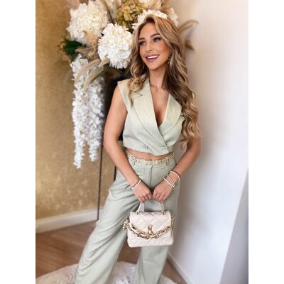 JAIMY Lonne pinstripe gilet sage green